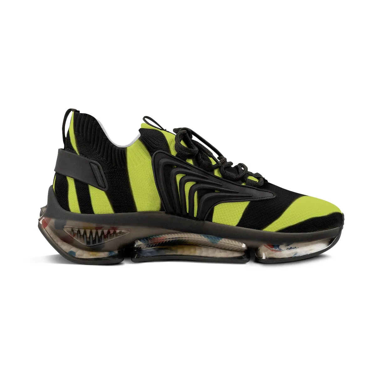 Yellow Zebra Print Men's Shoes, Best Zebra Stripes Animal Print Comfy Men's Mesh Sports Sneakers