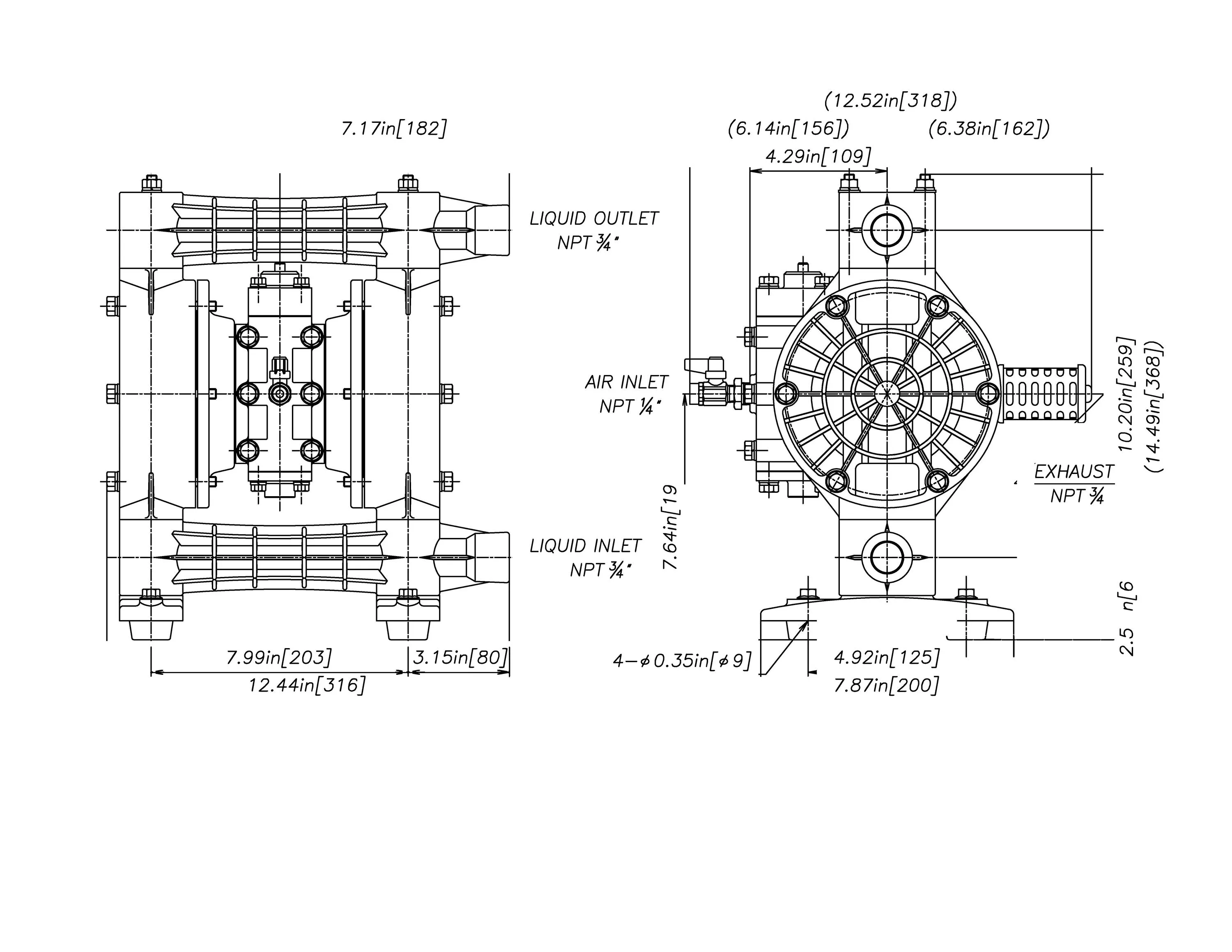 ZE1232PS - 3/4" Polypropylene Double Diaphragm Pump