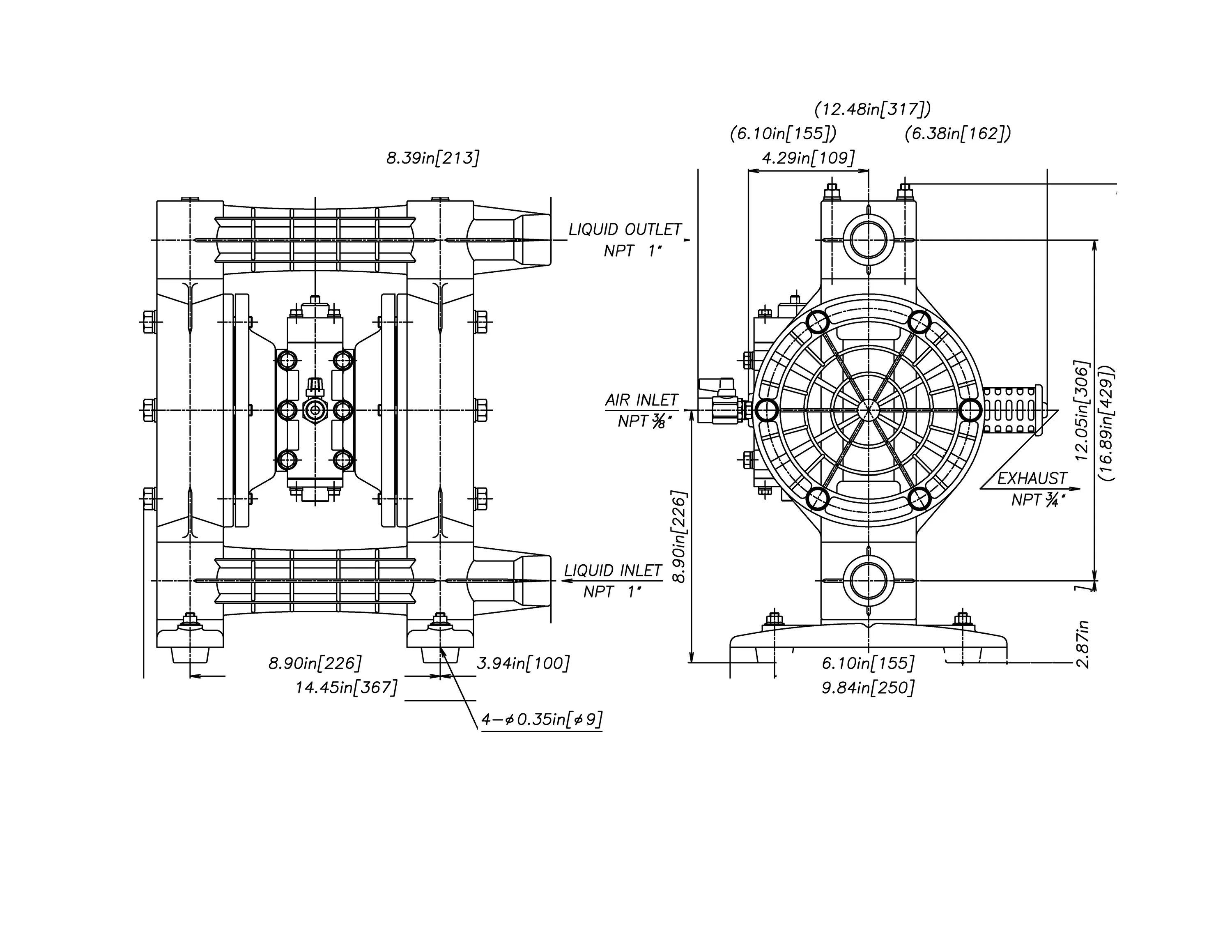 ZE1646PS - 1" Double Diaphragm Pump