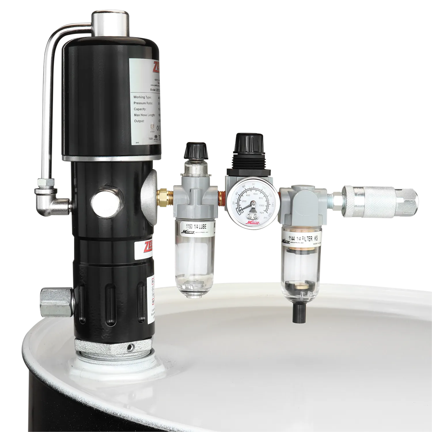 ZE1731K – 5:1 Pneumatic Stub Style High Flow Rate Piston Pump with FRL (Double Action)