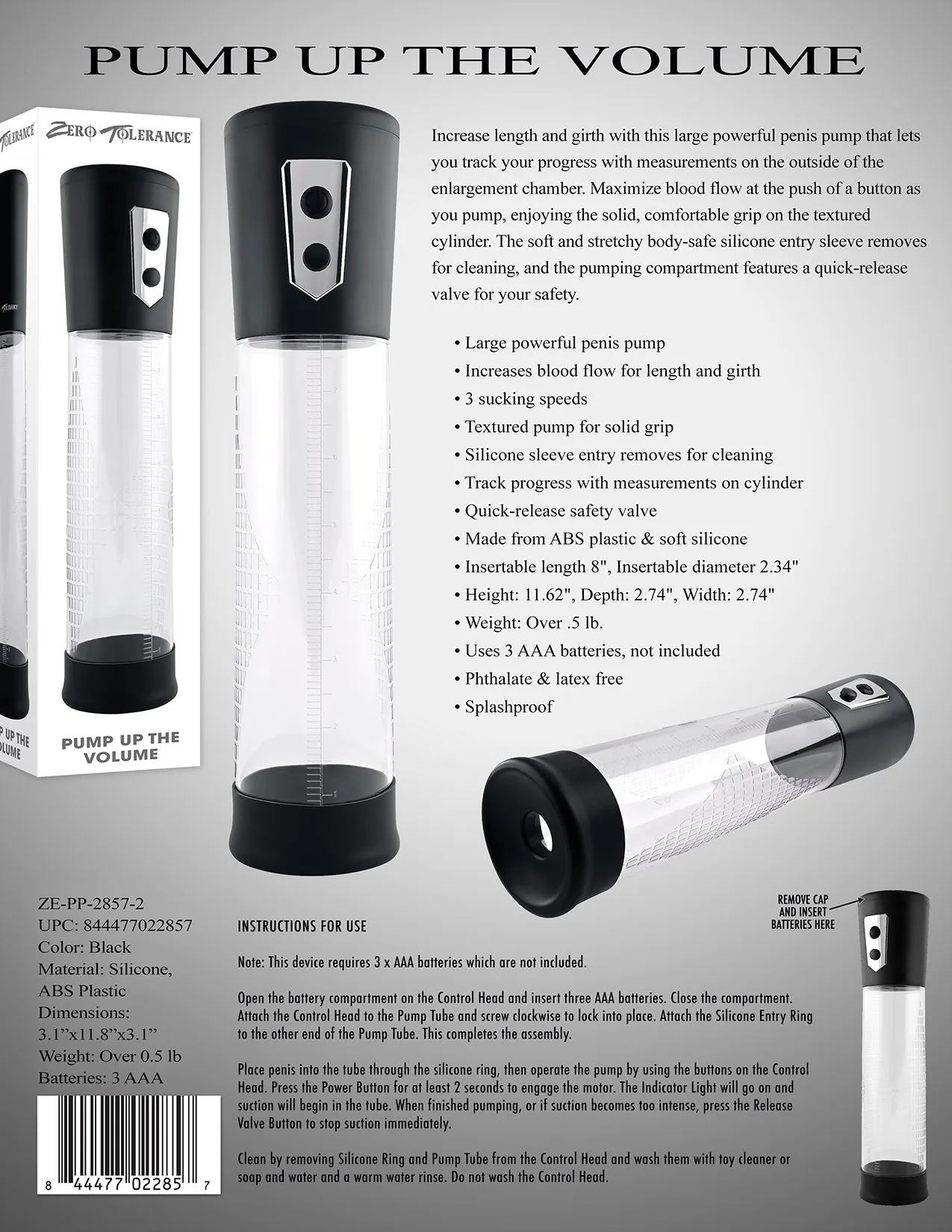 Zero Tolerance PUMP UP THE VOLUME - Clear Automatic Penis Pump